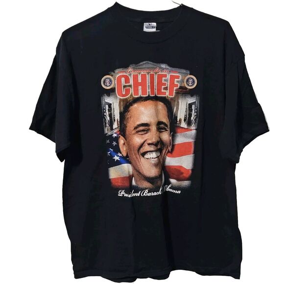 Vtg Barack Obama T Shirt Mens 2XL Commader In Chief Patriotic Graphic Te… - Picture 1 of 12
